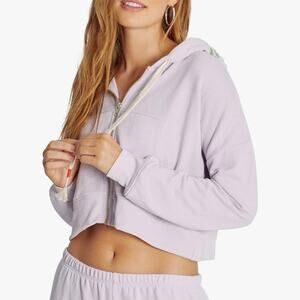 Wildfox Orchid Hush Wildflowers Kinley Hoodie Cropped Jacket Sz M